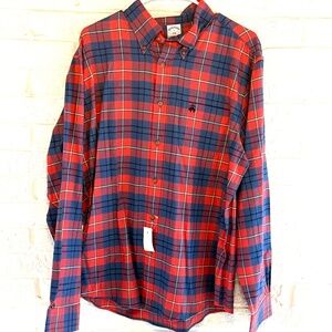 Brooks Brothers Men's Light Flannel Shirt Red BRAND NEW